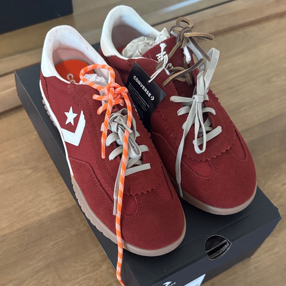 NWT Converse Burgundy Suede Sneakers with White Details